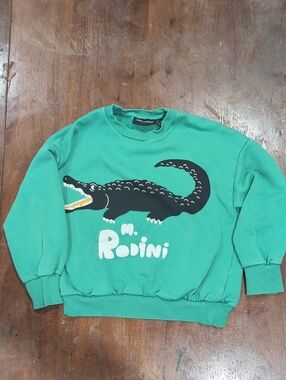 Mini Rodini Green Sweatshirt with Crocodile Print
